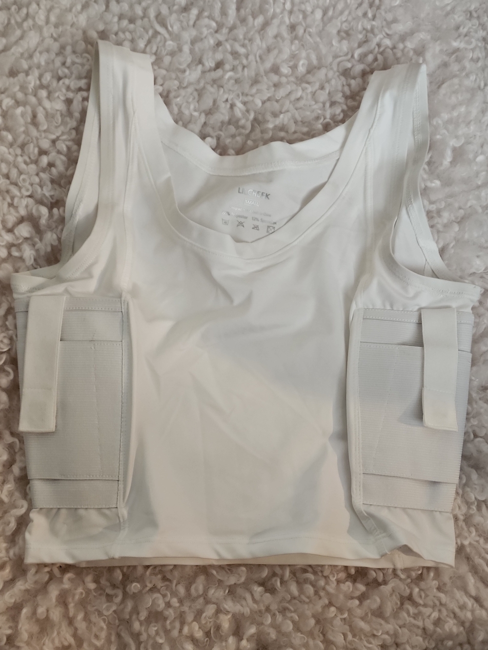 White Concealed Carry Pocket Crop Tank Top - Lilcreek. Size S.